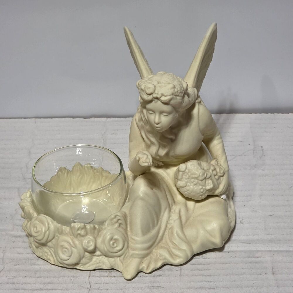 PartyLite Ariana Garden Fairy Tealight Holder P7135 Retired Bisque Porcelain